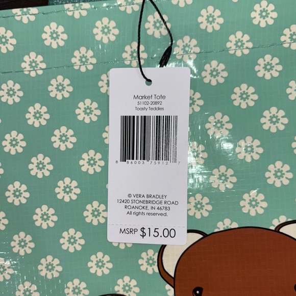 NWT VERA BRADLEY Reusable Market Tote in Toasty Teddies - Picture 3 of 4